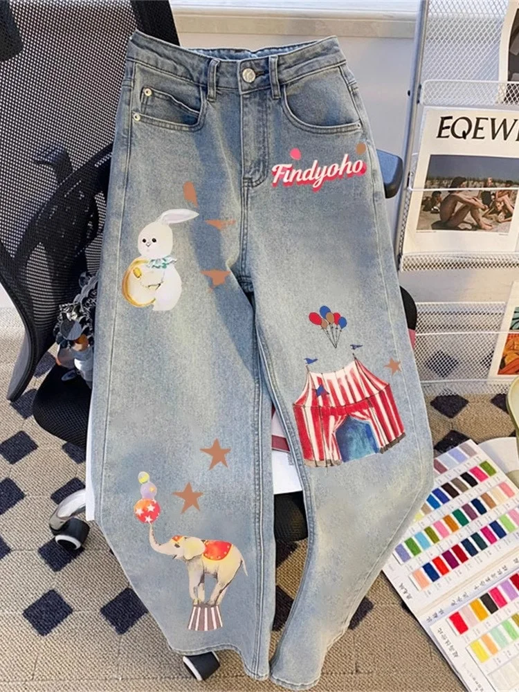 

Джинсы женские прямые с высокой талией в стиле ретро, корейский дизайн, свободный крой, весна-осень