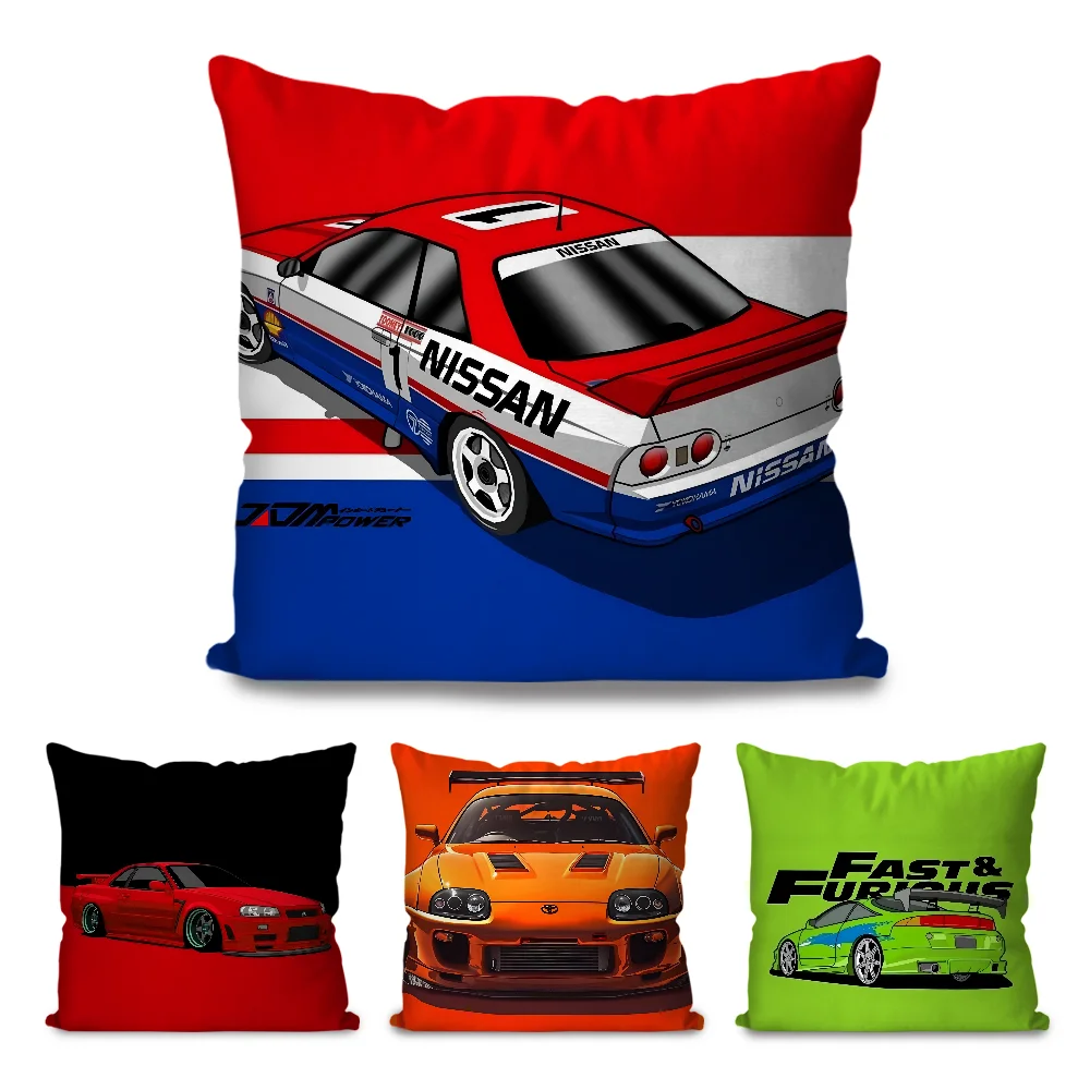 Hot Jdm Car Pillow Case Cartoon Sofa Decorative Home Double-sided Printing Short Plush Cute Cushion Cover