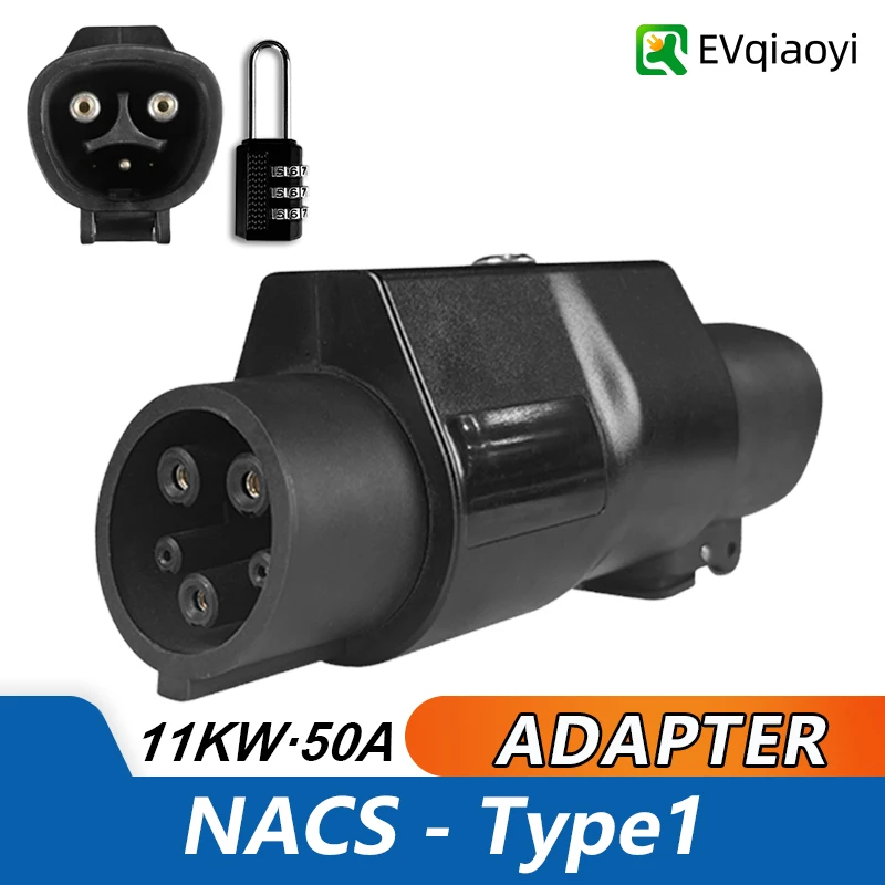 

Адаптер для зарядки EVqiaoyi NACS на Type1 EV, разъем 50A, 11 кВт, преобразователь порта Tesla Pile на Type1 для электромобилей в американском стандарте