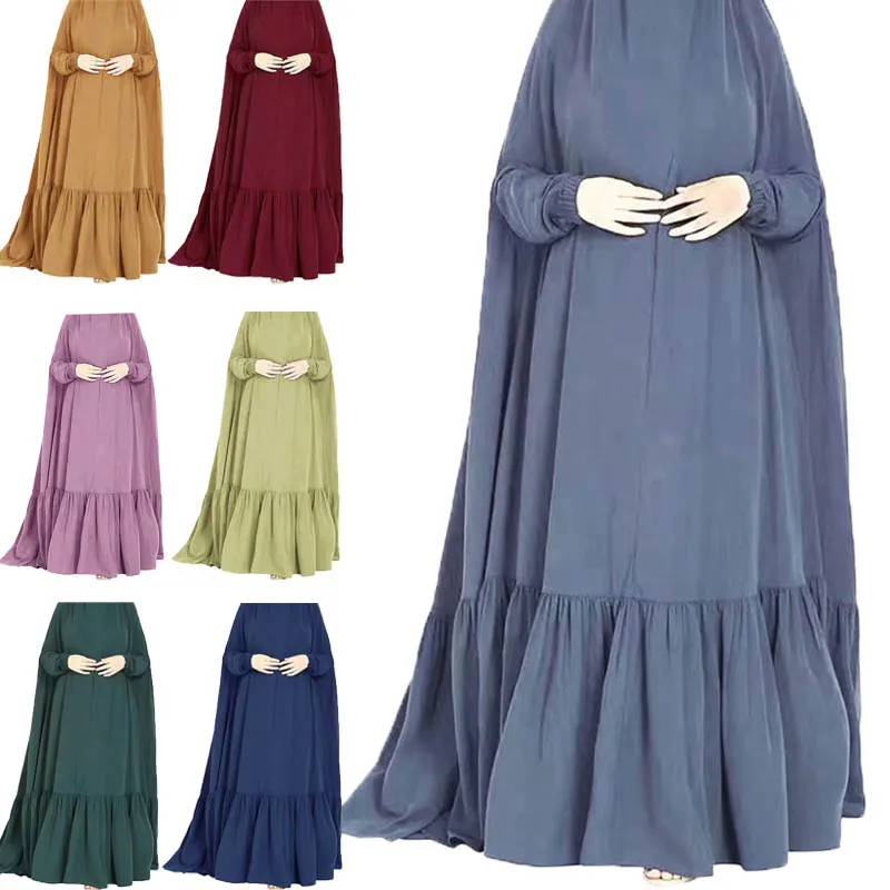 

One Piece Prayer Garment Clothes Women Muslim Full Cover Overhead Abaya Kaftan Islamic Robe Eid Ramadan Hijab Burqa Dress Caftan