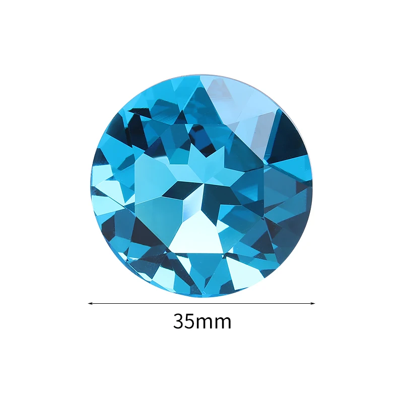 35mm Round Glass Rhinestone Pointback Gemstone Diamond Stones For Jewelry Clothes Crystal Stone Big Beeds For Dress Diy Crafts