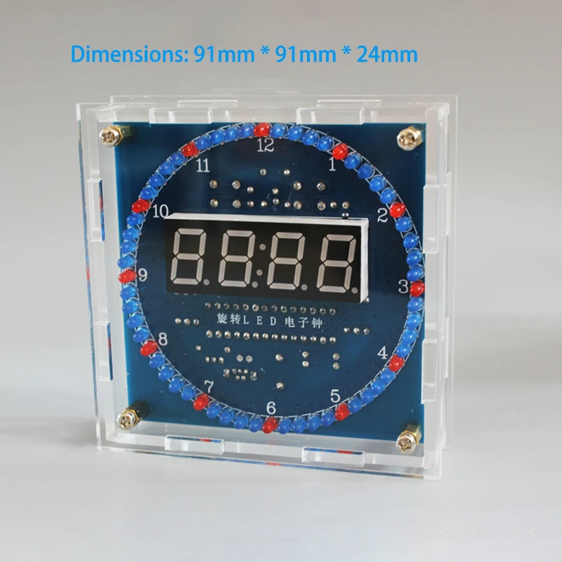 51 SCM Rotating LED DIY Electronic Digital Clock Kit DS1302 Light Controlled Temperature Display School Fun Soldering Assembly