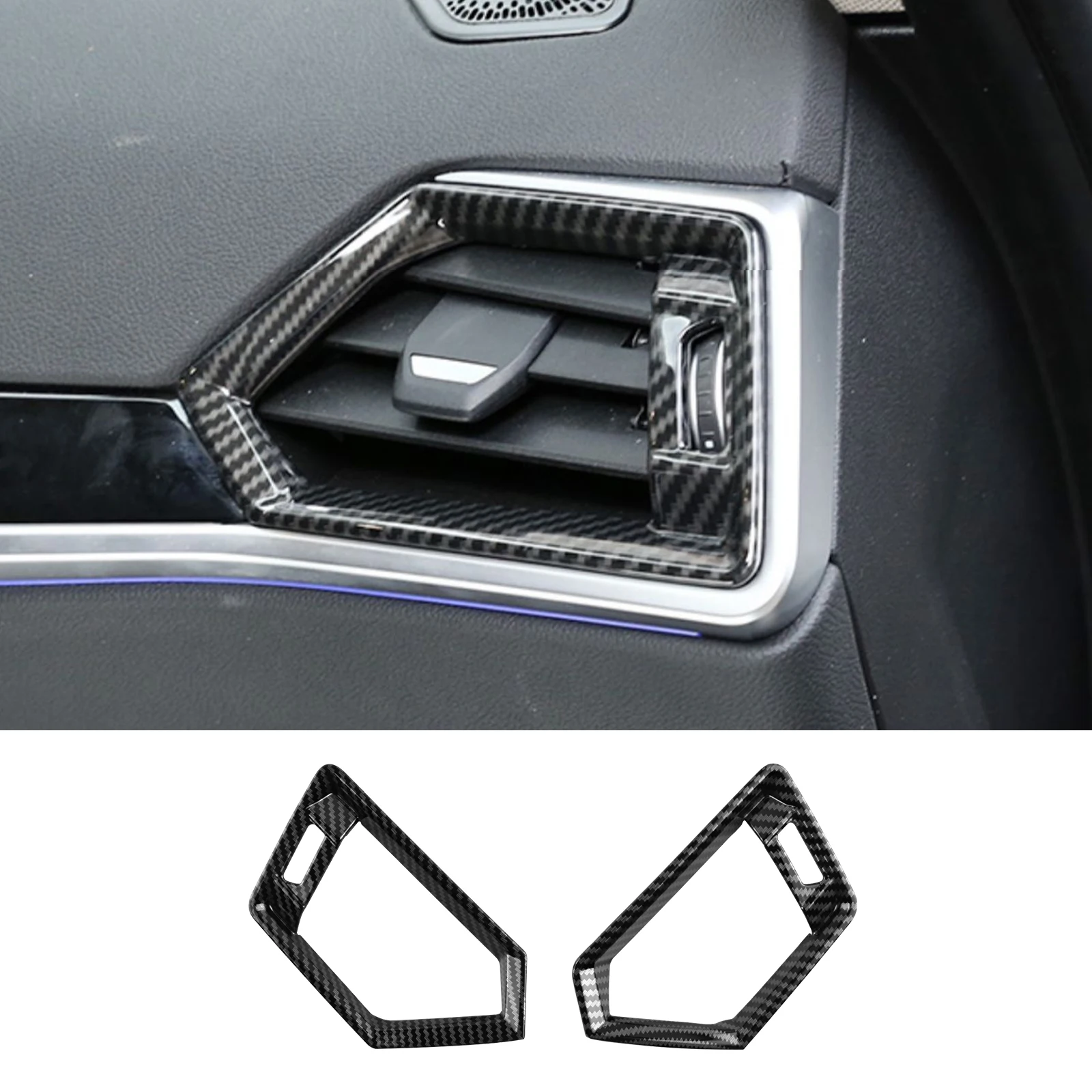 2pcs Carbon Fiber Side Air Conditioning Vent Outlet Cover Trim Sticker For BMW 3 Series G20 G28 2019-2020 Auto Accessories