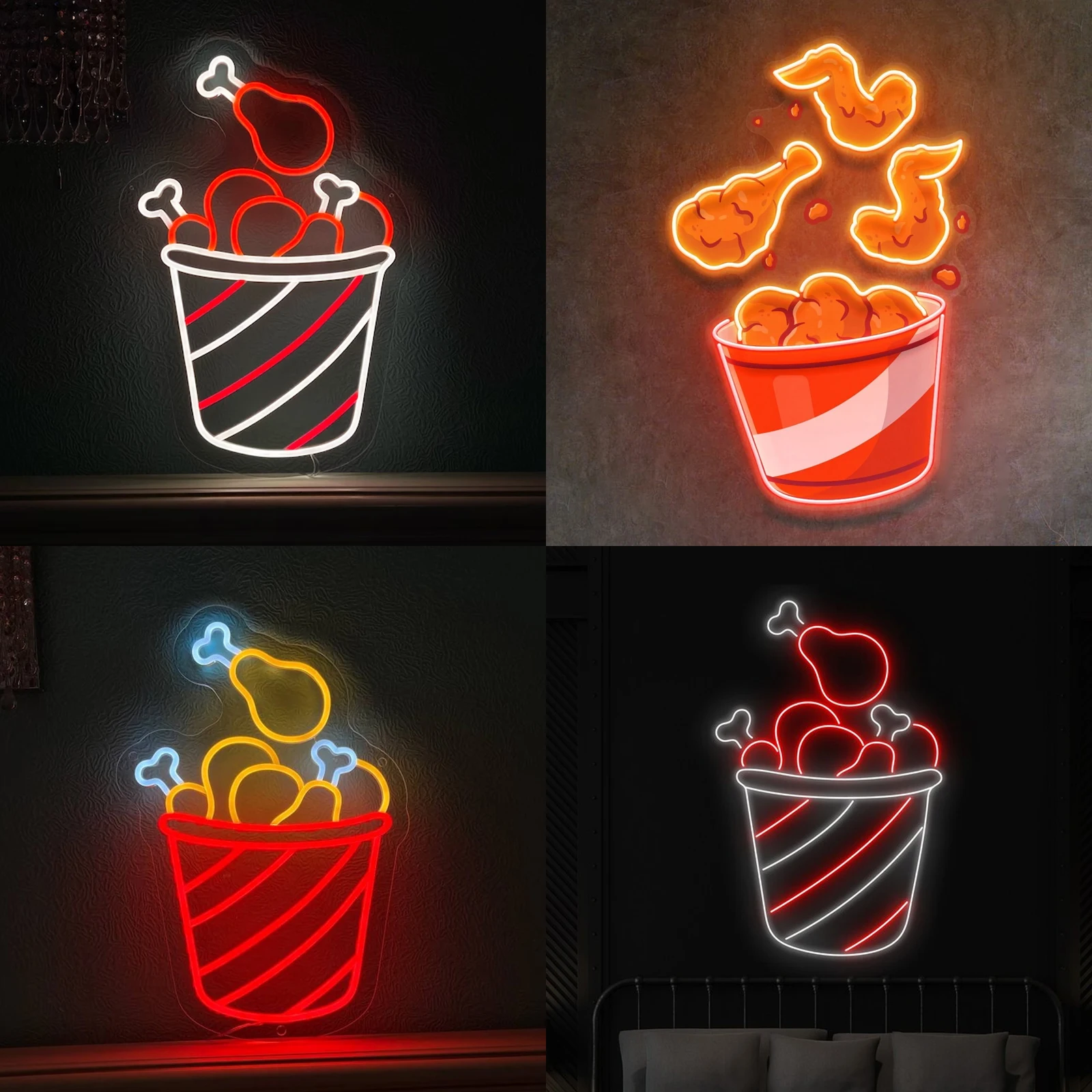 custom burger drumstick neon sign fast food shop led neon light hamburger shop decoracao de luz led presente para abrir decoracao 01