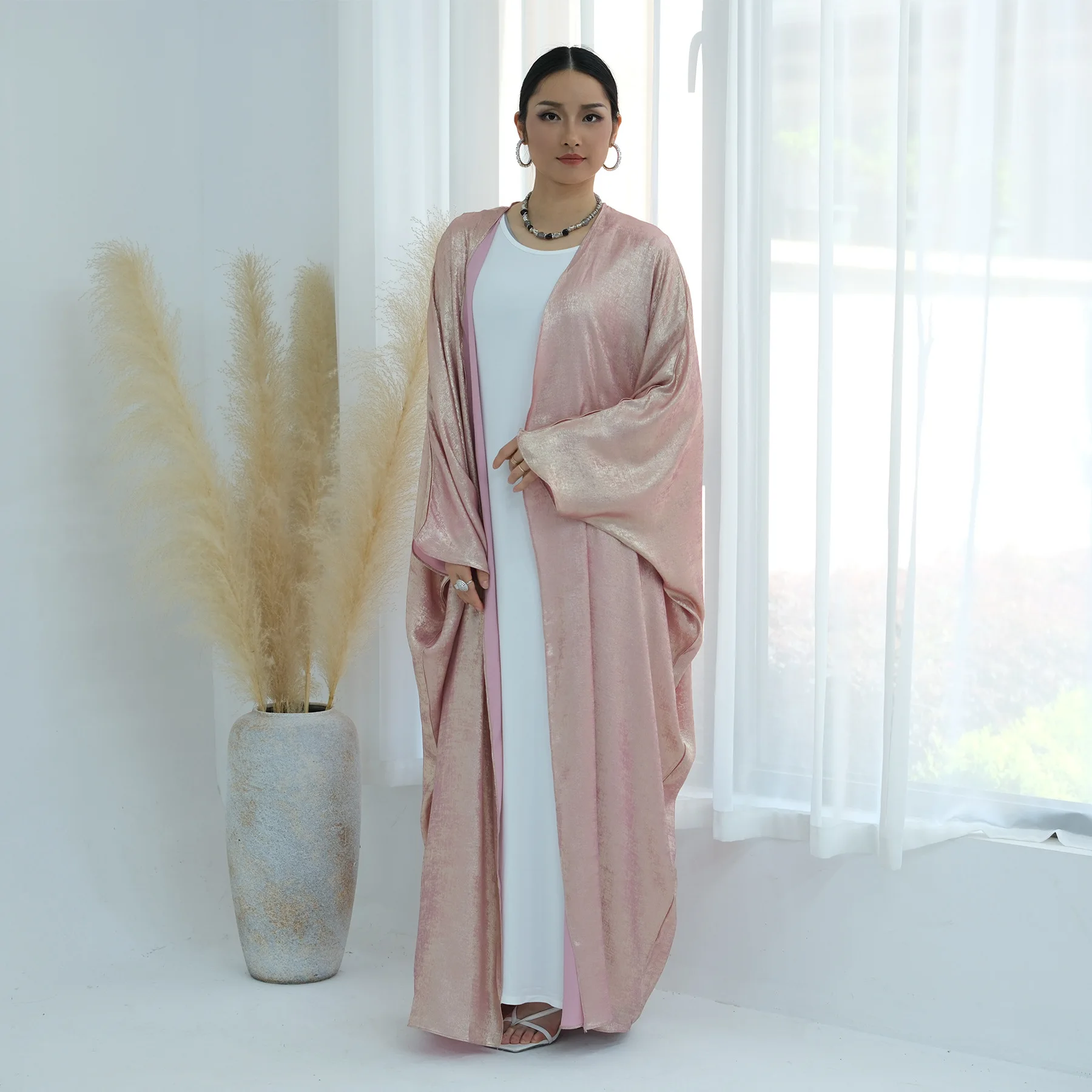 عيد برونزي عادي مفتوح عباية كيمونو فستان حفلة إسلامية عبايات للنساء دبي فاخر تركيا العربية قفطان رداء ملابس إسلامية