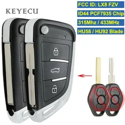 Keyecu Upgraded Flip Remote Key fob 315/433MHz ID44 EWS System for BMW E36 E38 E39 E46 E53 E60 E61 E81 X3 X5 Z3 Z4 LX8 FZV