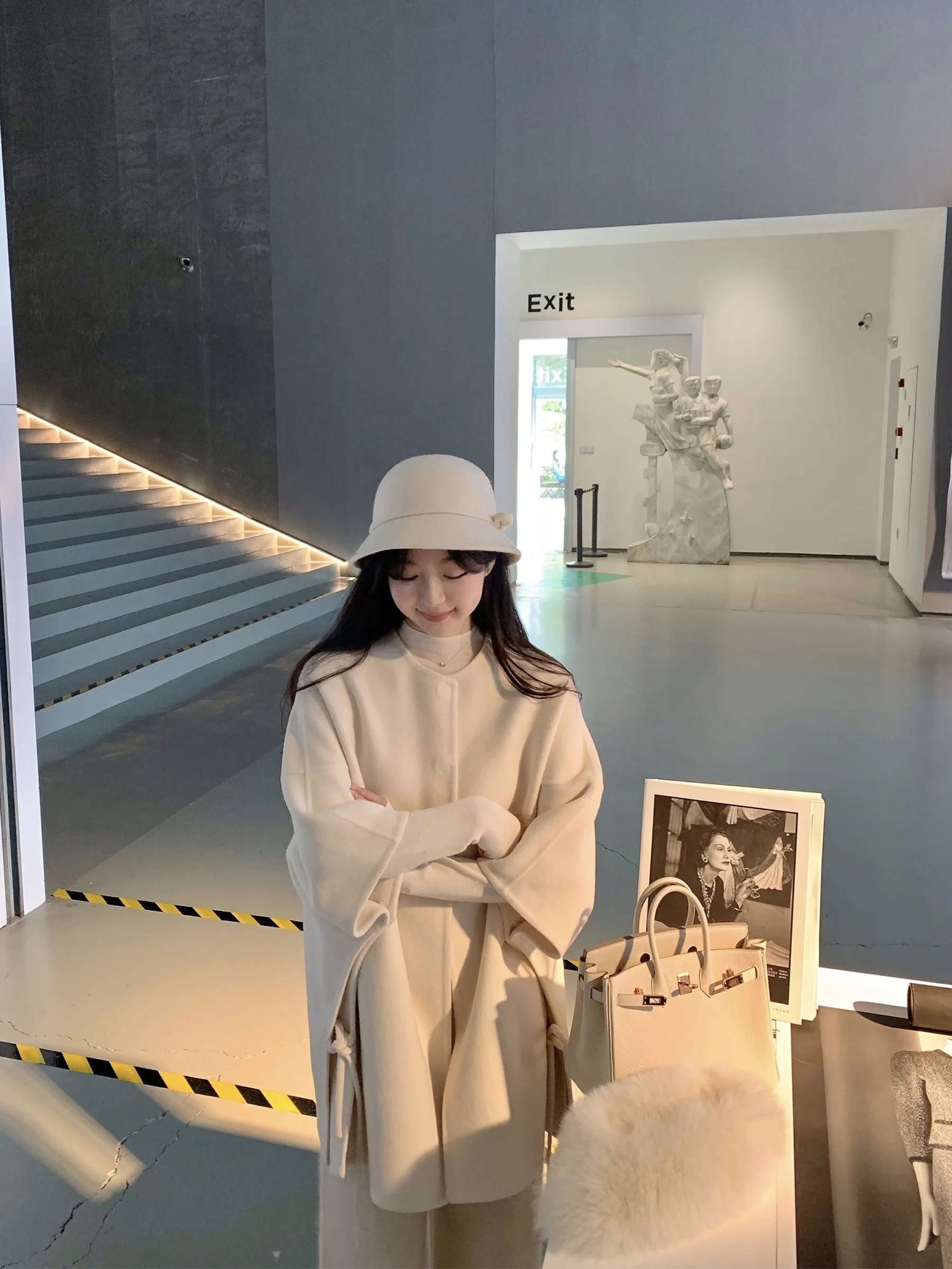 

Zhaobao Ni owtime Double Face Woolen Cloak High Yarn 00 Women Winter New Sle Commute Ele Long Sve Midi Coat