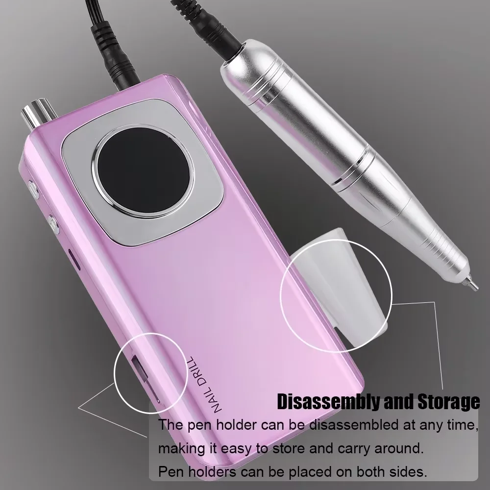 45000RPM電動充電式ネイルドリルマシン、ポータブルネイルポリッシャー、ジェルポリッシュ、キューティクル除去ネイル機器