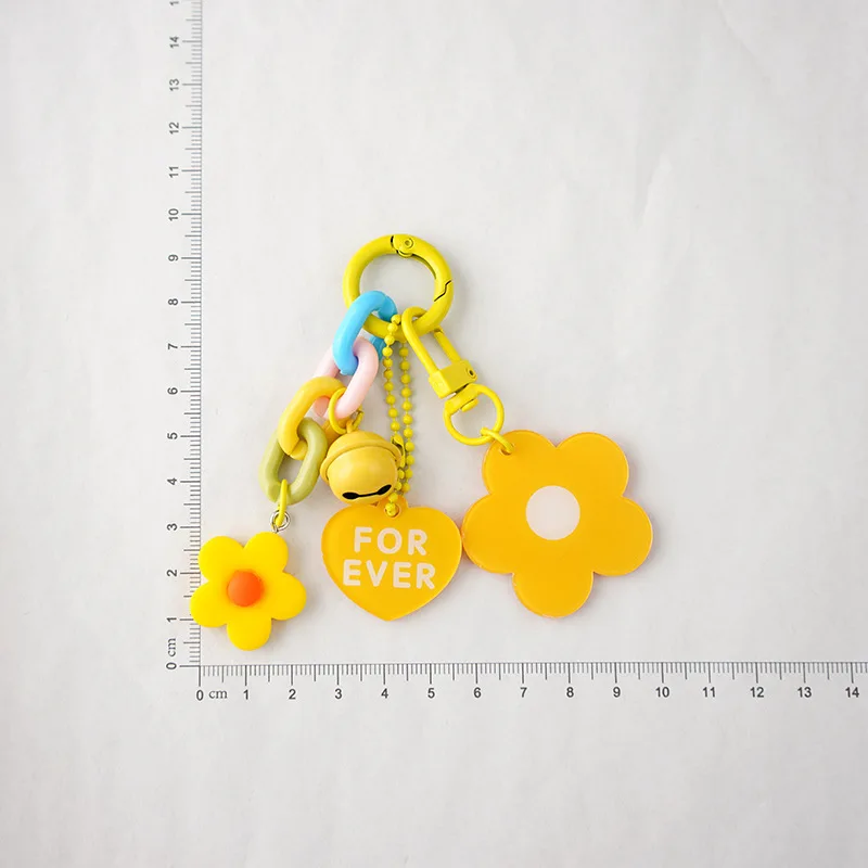 1Pc Creative Candy Color Flower Heart Bag Pendant Keychain Cute Small Flower Key Ring Bag Pendant Accessories Headset Case Decor