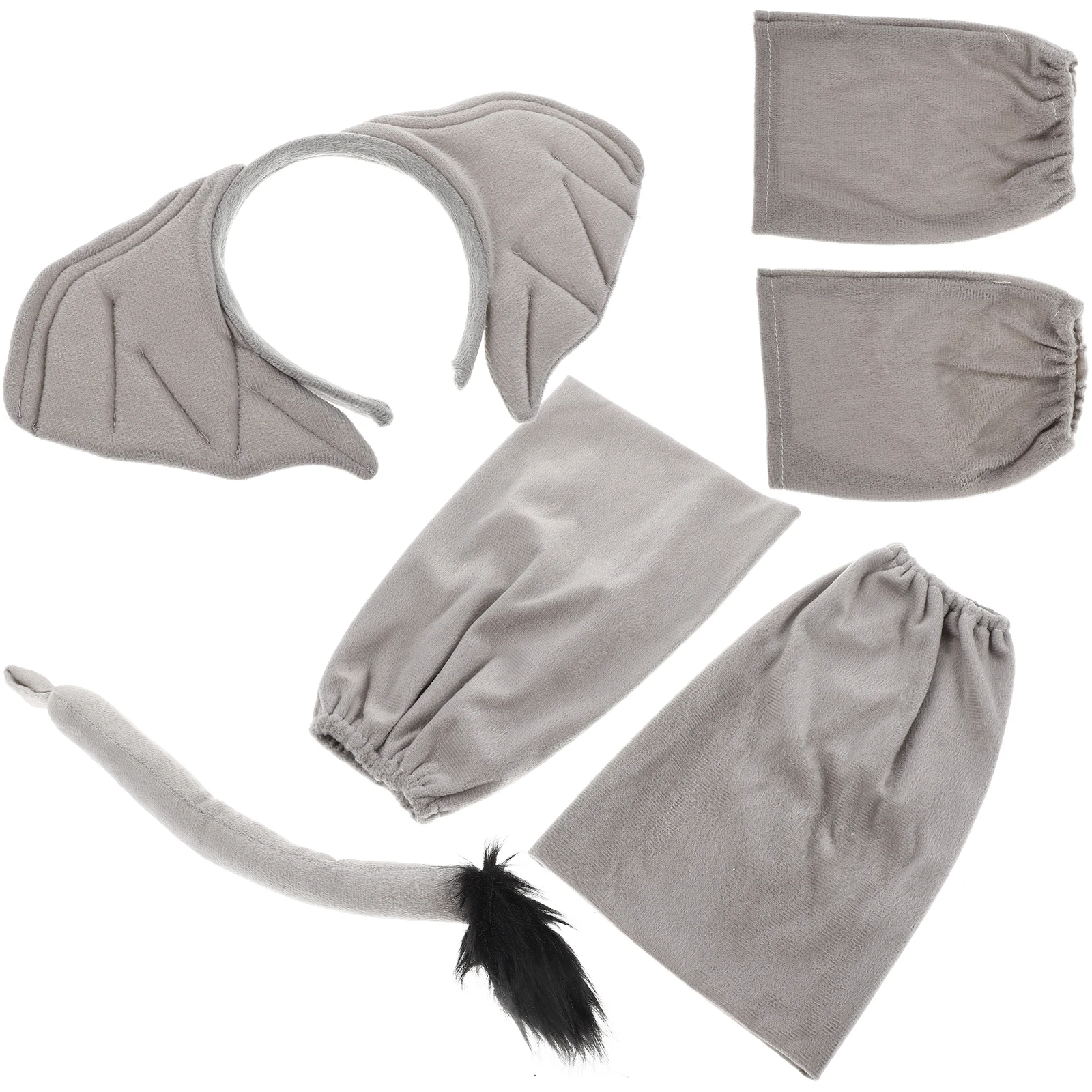 

Elephant Costume Set Dark Grey Animal Ears Headband Tail Comfortable Fabric Child Halloween Party Performance cosplay