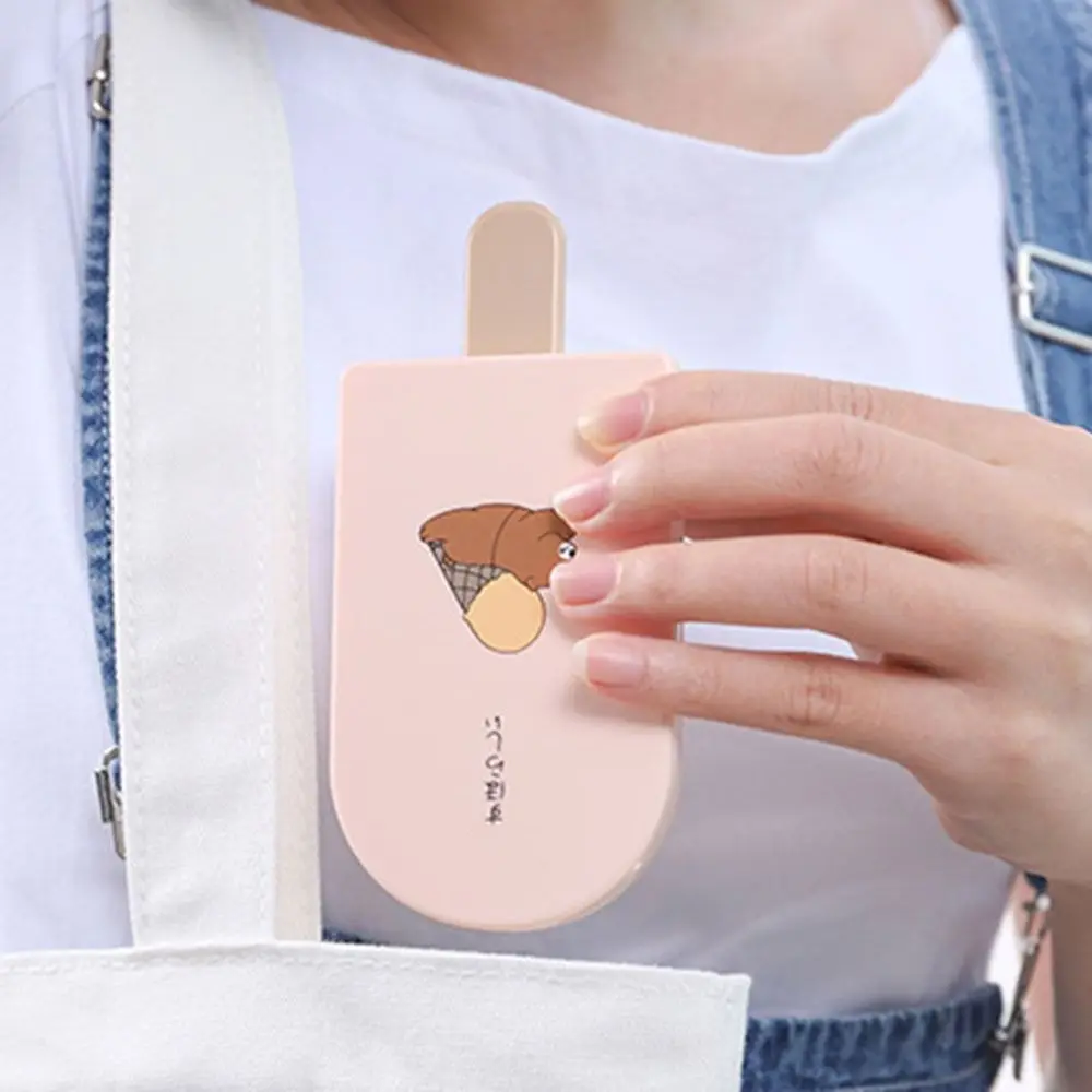 Touch-up Mirror Ice Cream Shape Hand-Held Mirror With Comb Mini Compact Make-Up Mirror Folding Portable Cosmetic Mirror Women