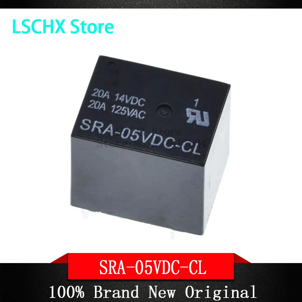 100Pcs 5V 12V 24V 20A DC Power Relay SRA-05VDC-CL SRA-12VDC-CL SRA-24VDC-CL 5Pin PCB Type In stock Black Automobile relay