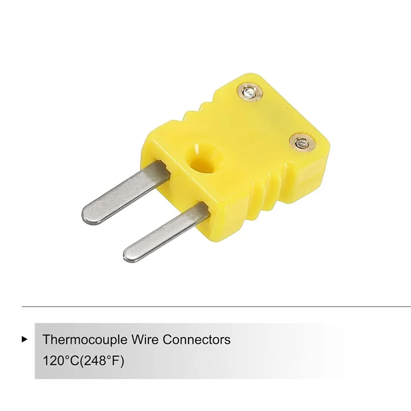 B84B-2X Mini Type K Thermocouple Connector Male Plug Adapter High Temperature 120℃ (248℉) For Thermocouple Sensor Probes