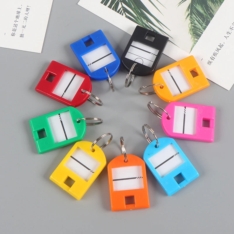 10Pcs Multicolor Keychain Key ID Label Tags Luggage ID Tags Hotel Number Classification Card Key Rings Keychain