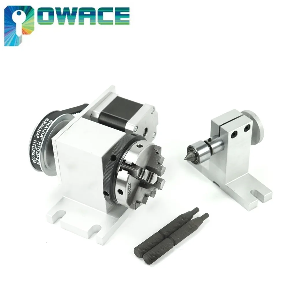 【EU Stock】CNC Fouth 4h Axis Lathe Accessories Part K11-65mm K12 3 4 Jaw Chuck Index Dividing Head With Tailstock