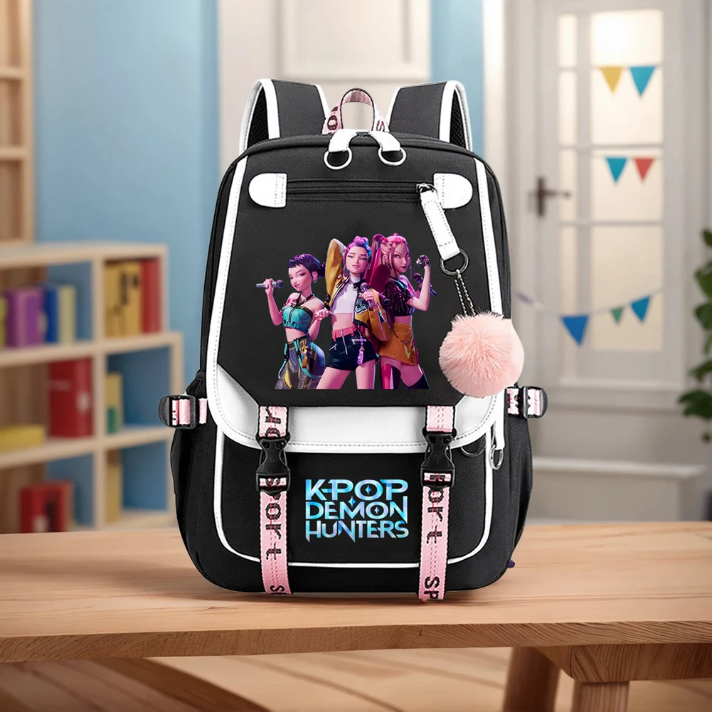 حقيبة ظهر KPop Demon Slayer لحقيبة الظهر المدرسية Kpop للسفر حقيبة كاجوال ذات سعة كبيرة للأطفال الأولاد والبنات والرجال والنساء