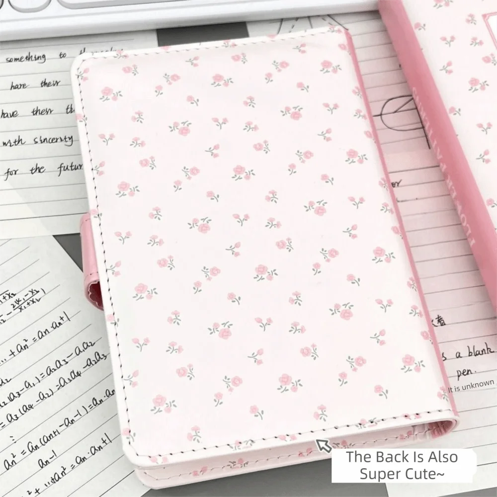 PU Leather Money Saving Binder a6 Size Pink Cute Flowers Budget Binder Loose Leaf Durable Cash Saving Organizer Diary Agenda