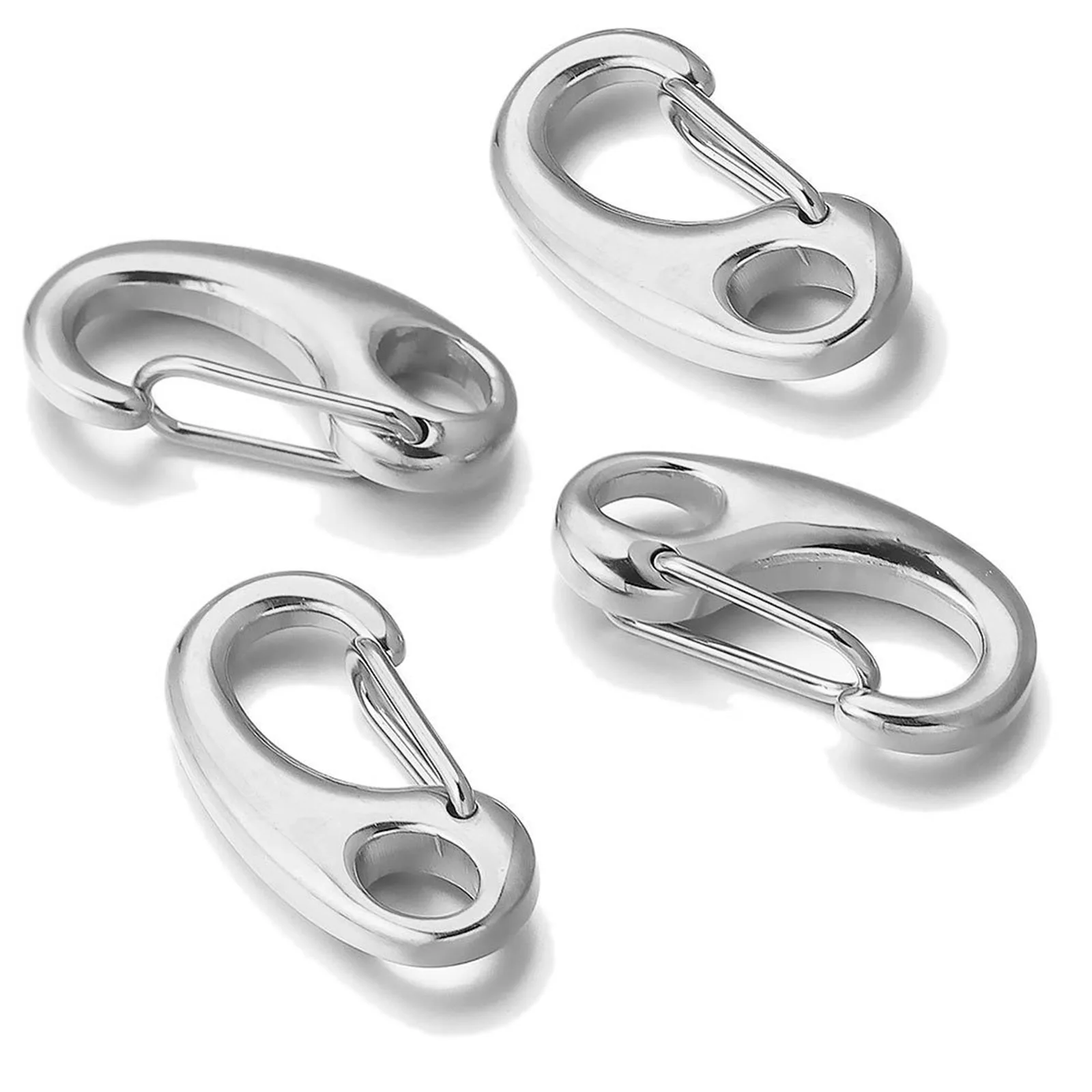 Stainless Steel D-Shaped Lobster Clasps Hooks Connectors for Bracelet Necklace Jewelry Making Sipplies Spring Carabiner Keychain