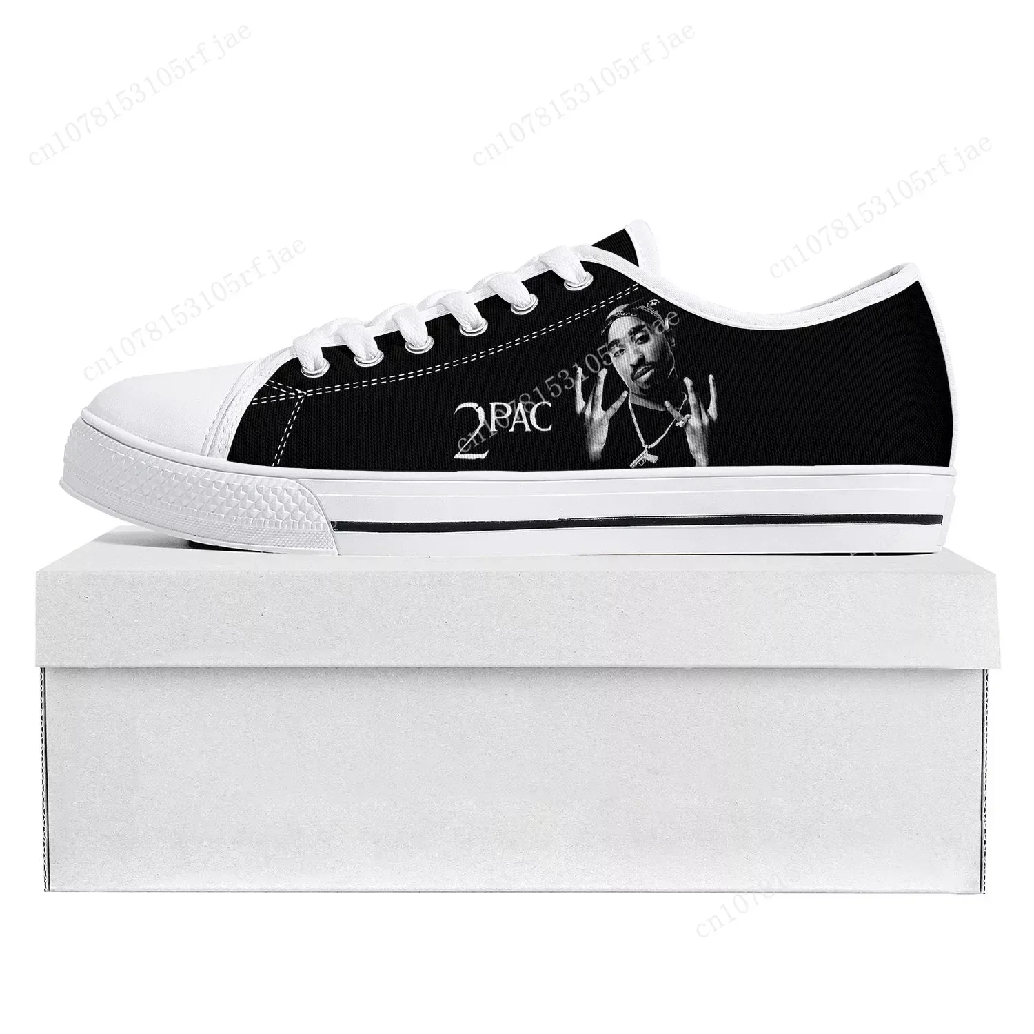 

2Pac Hip Hop Rapper Tupac Pop Low Top High Quality Sneakers Mens Womens Teenager Canvas Sneaker Couple Shoes Custom Shoe White