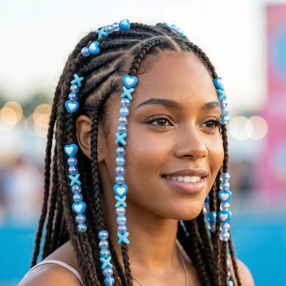 DIY Colorful Hair Beads Kits Multi-Color Love Heart Dreadlock Braids Decor Hair Accessories Mixed Shapes Painless Braiding Beads