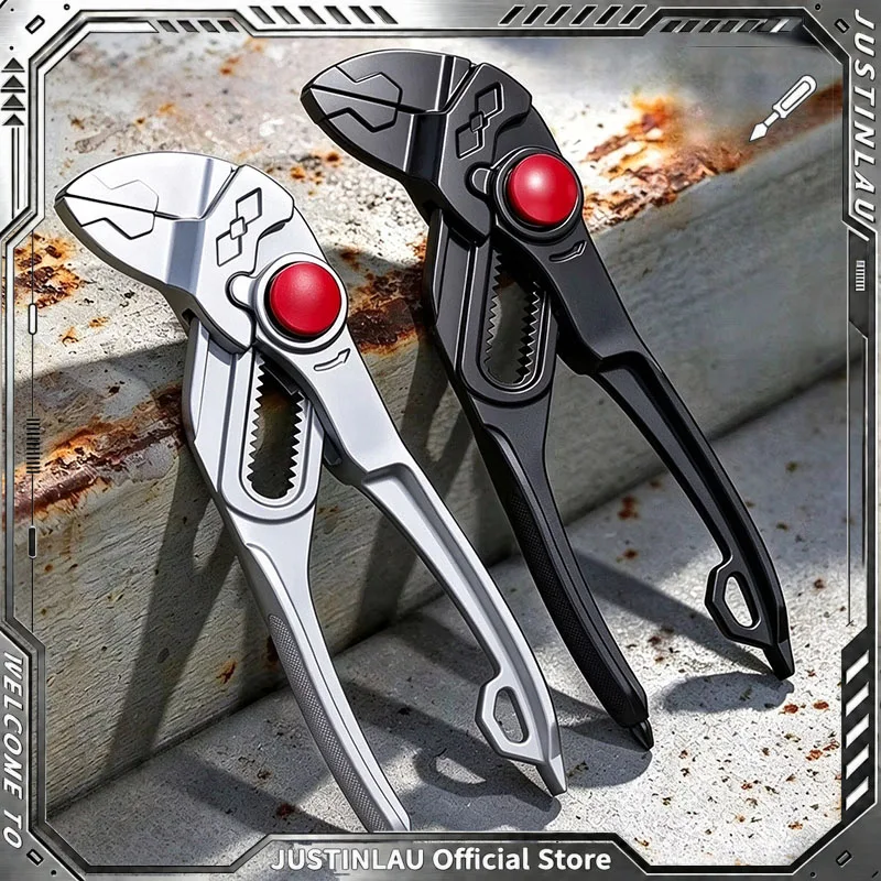 JUSTINLAU Water Pump Pliers, Heavy Duty Adjustable Groove Joint Pliers, Multifunctional Pipe Wrench for Plumbing & Auto Repair