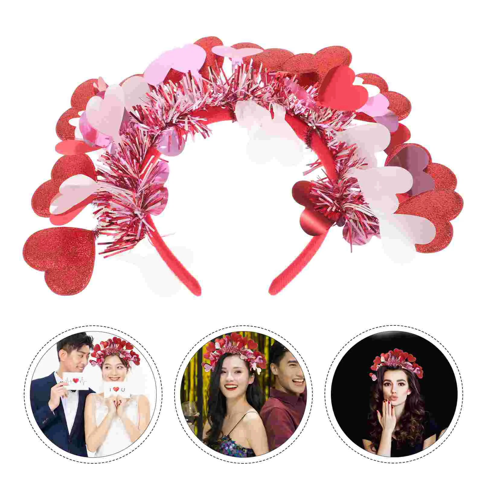 10 Pcs Head Band Valentine's Day Love Headband Red Heart Flash Cupid Decor Hair Bands Accessories Headbands