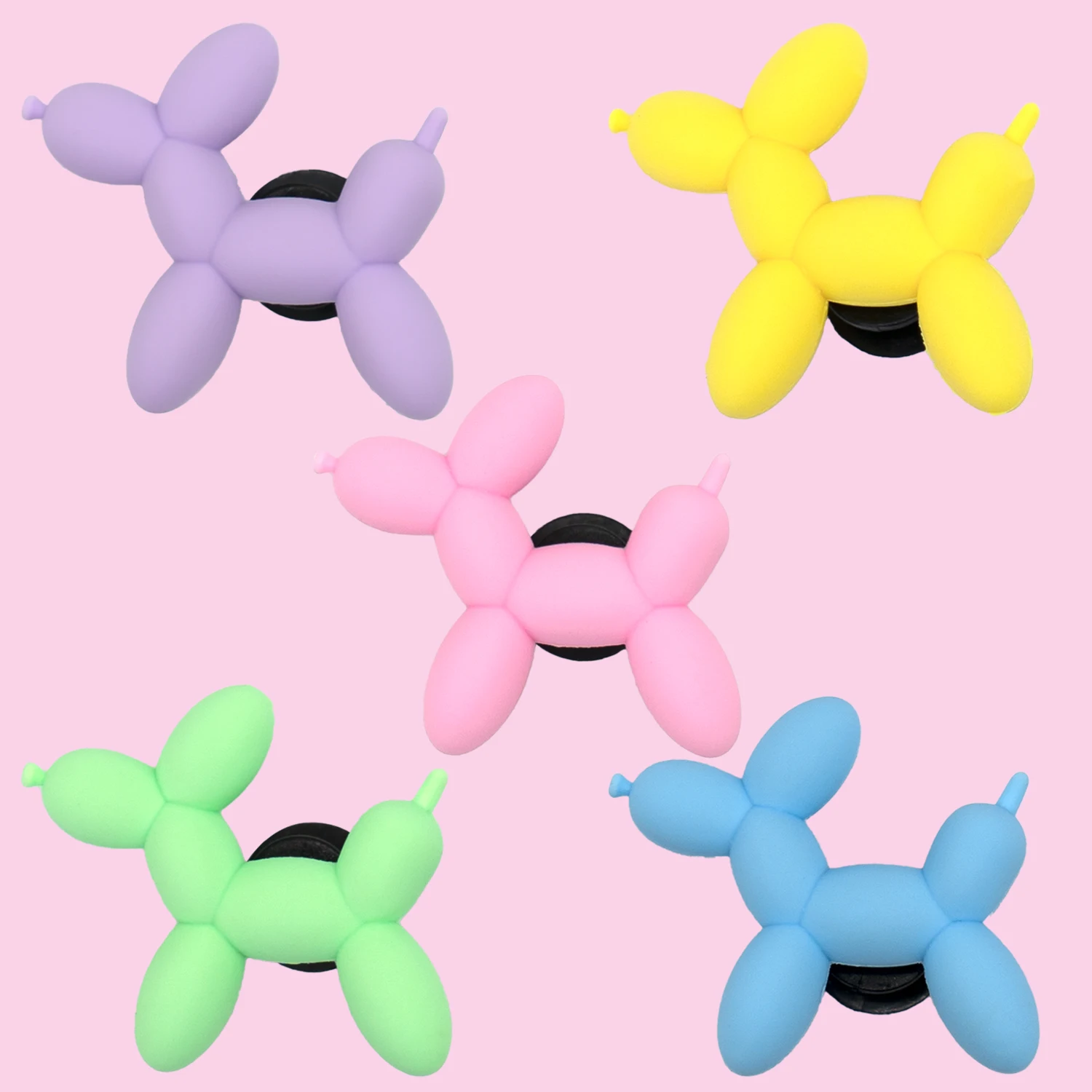 1/5pcs 3D Cute Balloon Dog Shoe Charms for Women Pink Green Blue Purple Yellow Dog Shoe Decoration Accessories Pin Clog for Kids