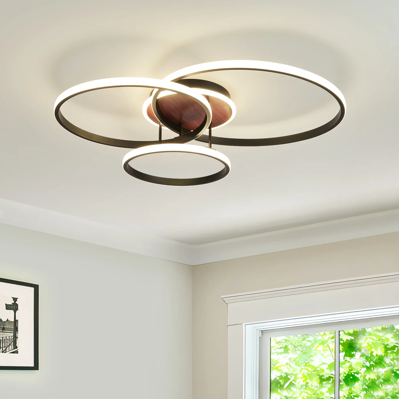 moderno branco neutro led luz de teto flush mount 3 ring preto 4000k 48w sem montagem montagem de teto 01