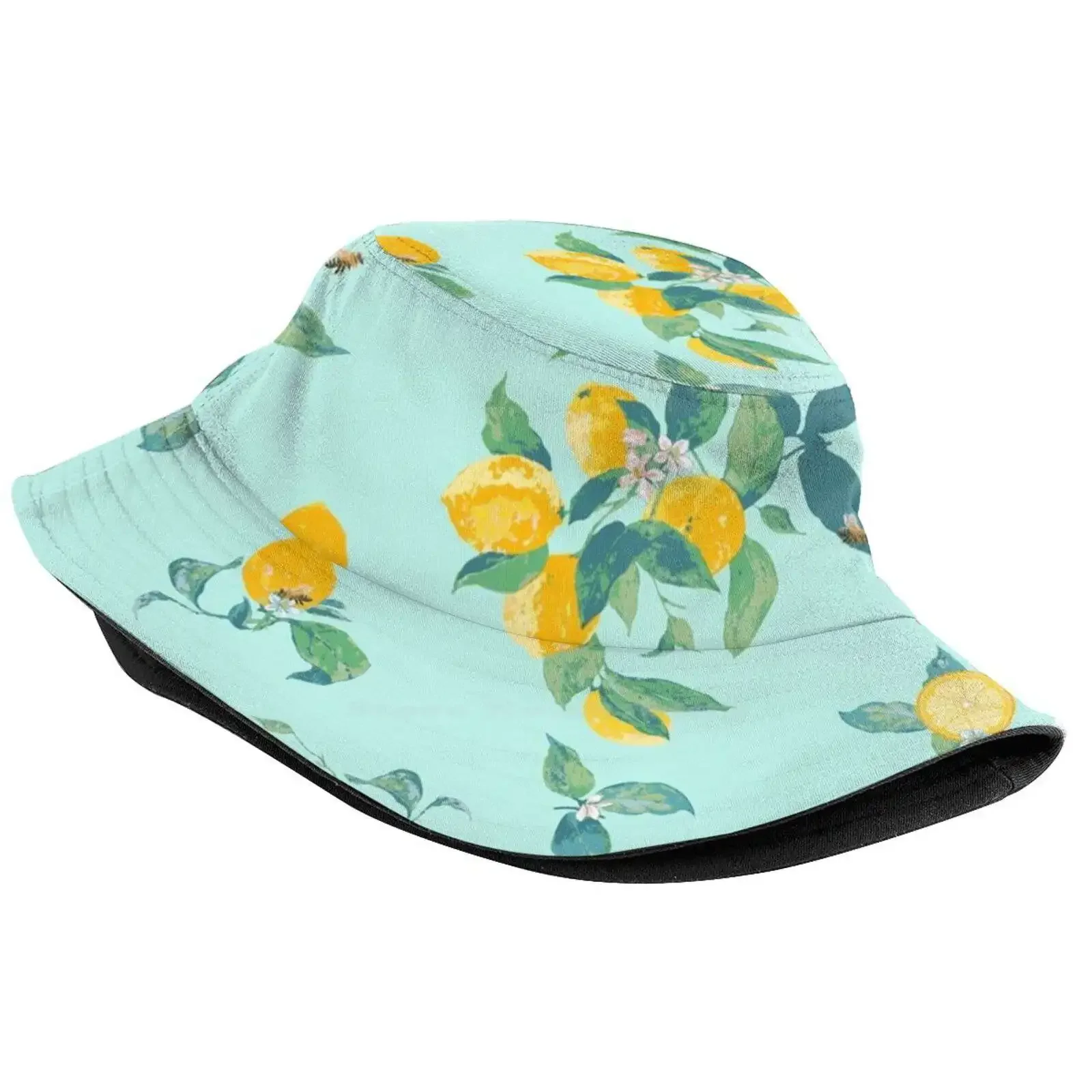 Lemons On Aqua Unisex Fashion Women Men Breathable Bucket Hats Capri Sorrento Amalfi Positano Italy Summer Vacation Coast