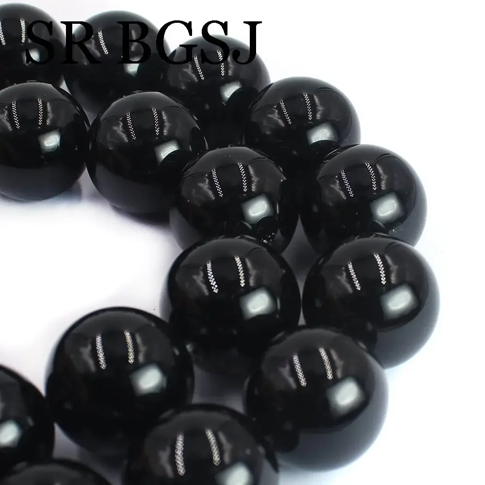 20mm Ball Round Natural Big Black Agat Onyx Loose Gems Stone DIY Beads 15\