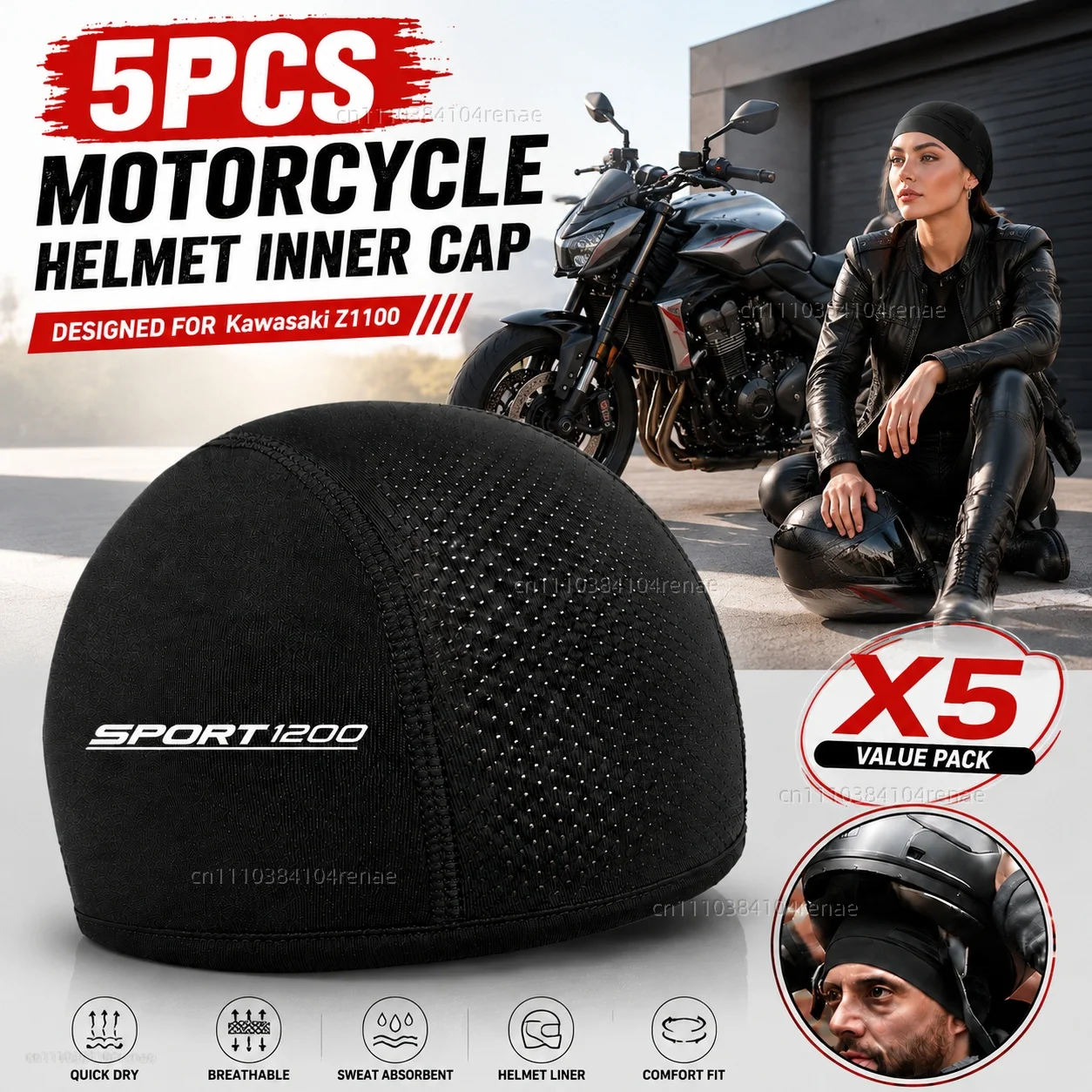 5pcs Motorcycle Helmet Inner Cap Hat Quick Dry Breathable Hat Racing Cap Thin Soft Set For Moto Guzzi Sport 1200 2006-2013 Naked