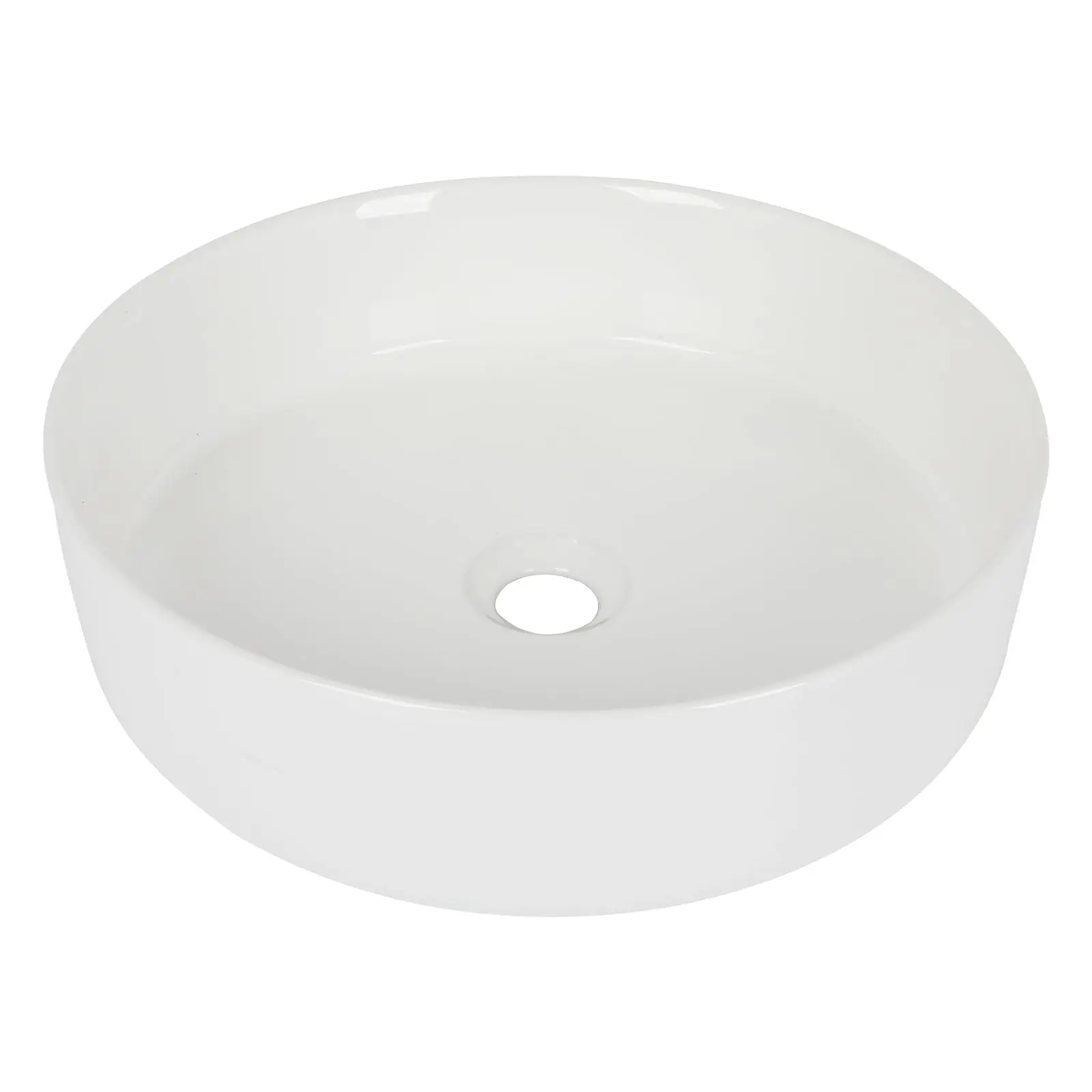 14 inch White Round Vessel Sink, Bathroom Wash Basin, Dressing Table Sink, Art Basin Sink for All-match Interior Decoration