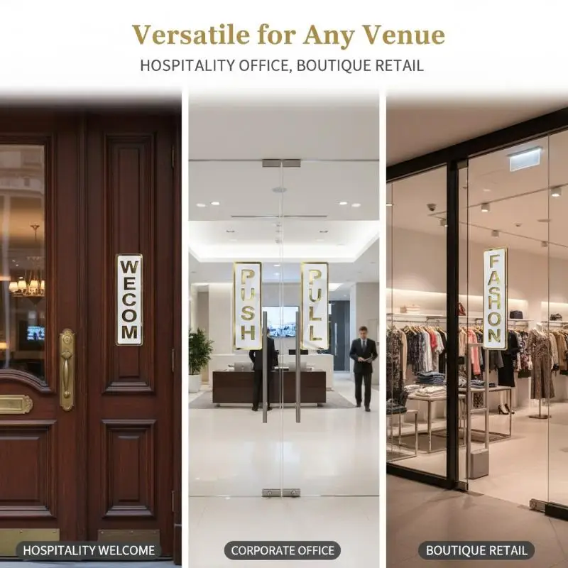 【YA】Push Pull Door Sticker Clear Acrylic Self Adhesive Sign Sliding Door Label for Home Shop Hotel Office Double Side Use