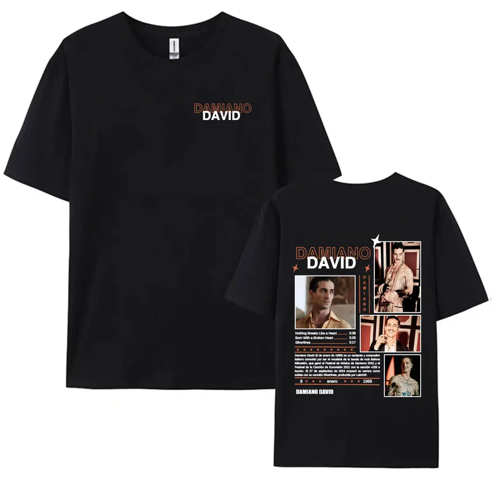 

Футболка Rock Band Maneskin Damiano David Tour Merch для мужчин и женщин, модные футболки в стиле хип-хоп, топы, повседневная футболка большого размера из 100% хлопка