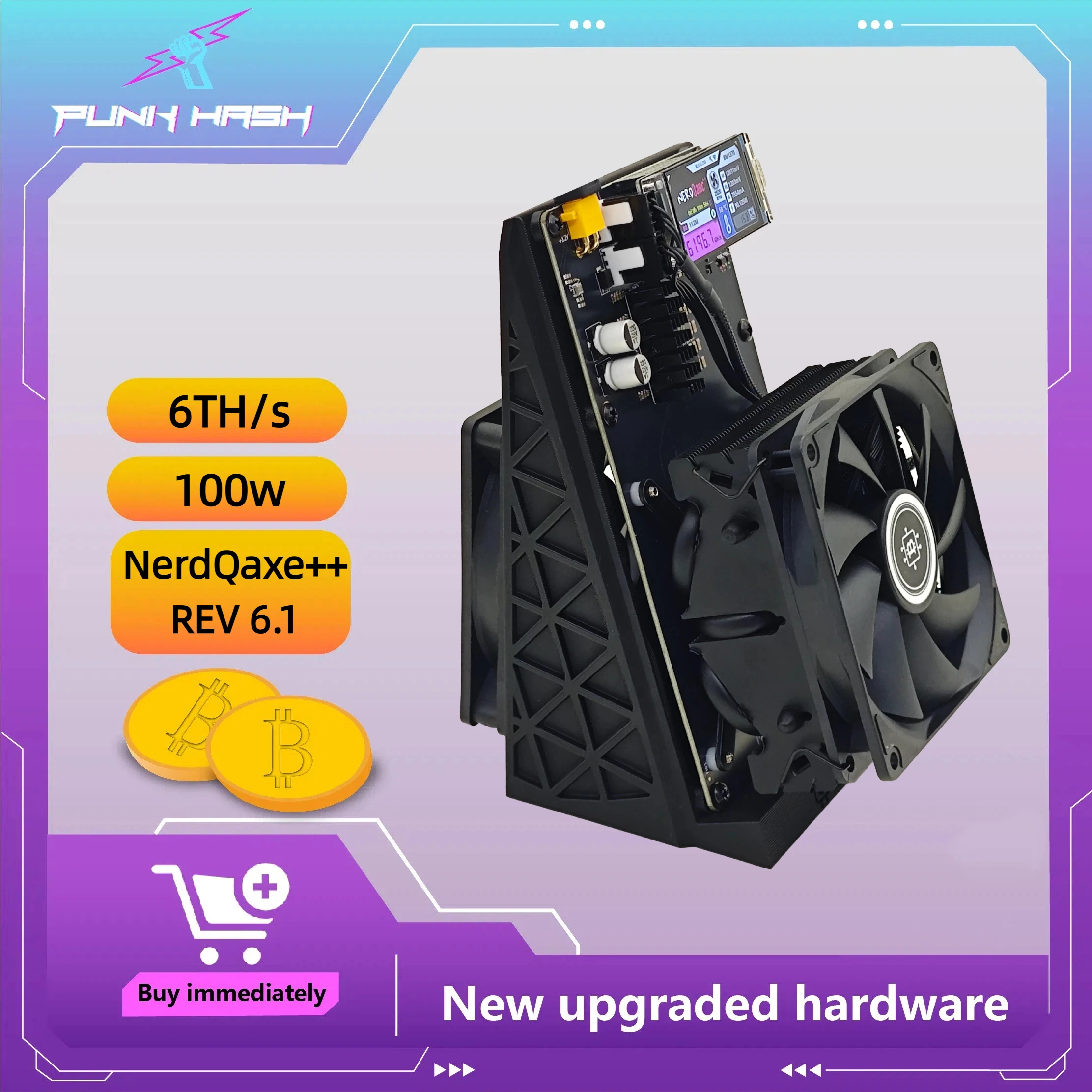 

New NerdQaxe++ Hydro Rev 6.1 Bitaxe Miner 6TH/s 100W High-Efficiency Bitcoin Miner 16.5J/TH Quiet Open-Source Crypto Machine