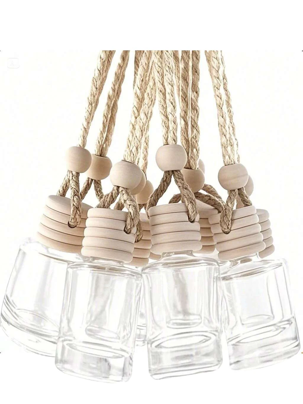 20pcs Hanging Car Freshener Empty Clear Glass Essential Oil Car Diffuser Aromatherapy Fragrance Perfume Diffuser Bottle Pendant