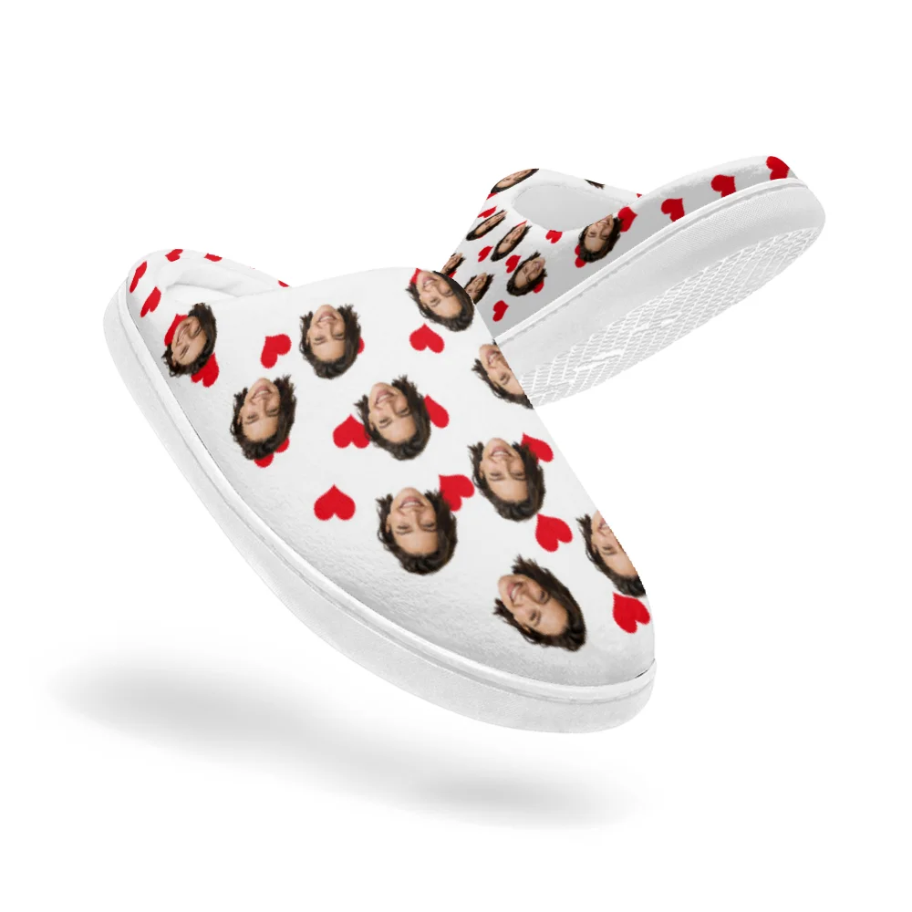 Individuell gestaltete Baumwollhausschuhe mit lustigen Fotos, bedruckte Schuhe, Unisex-Modell, ideal als Geschenk für Paare, zum Geburtstag oder zu Weihnachten. – Detail 4