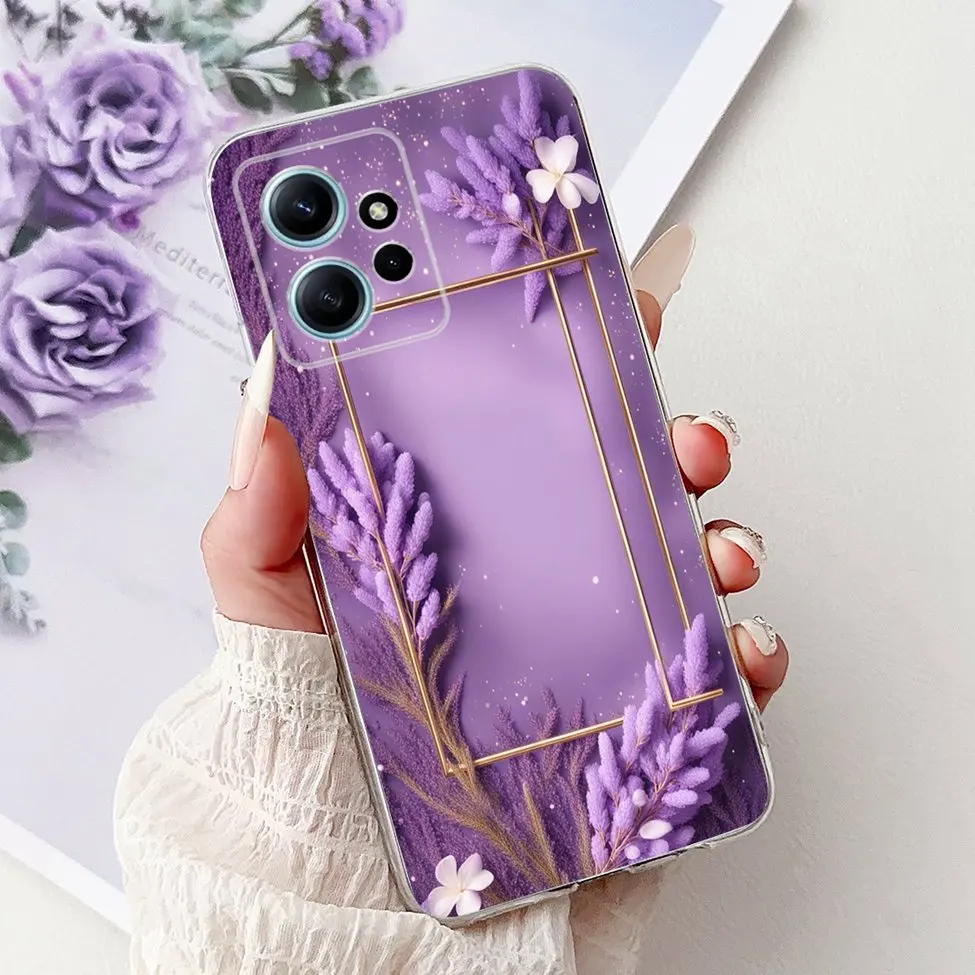 واضح ل Redmi ملاحظة 12 4G حالة الأزياء فراشة الزهور لطيف القط الحب لينة الغطاء الخلفي ل Redmi ملاحظة 12 4G جراب هاتف الوفير #2