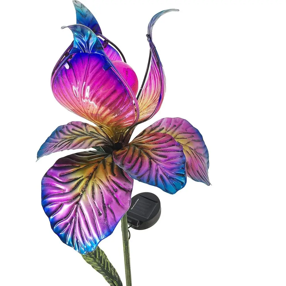 

Large Purple Glass Iris Stake - Outdoor Yard Art, Lawn & Garden Decor, Pathway Lighting