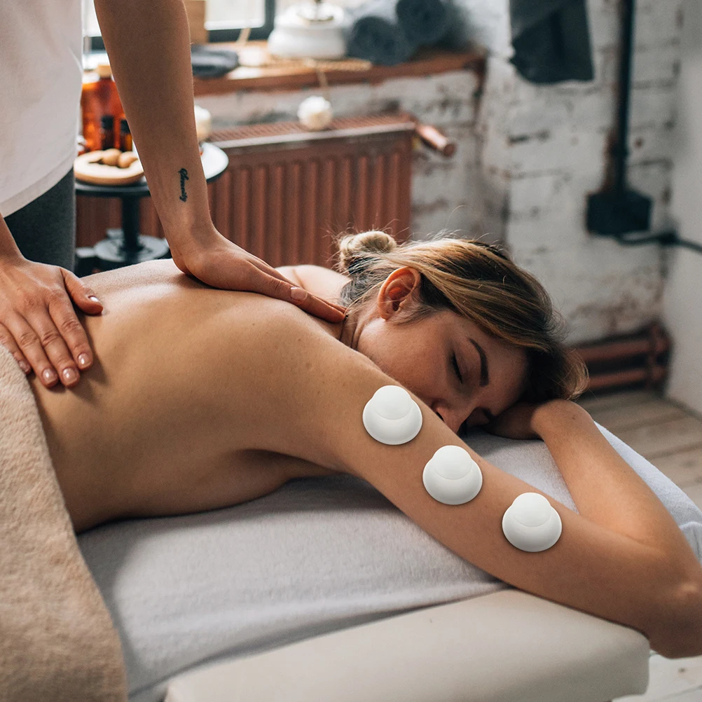 

4 шт. баночный массажер, большой баночный массажер, размер, черный, белый цвет, силиконовый комплект для расслабления тела, антицеллюлитный всасывающий комплект, набор гелей