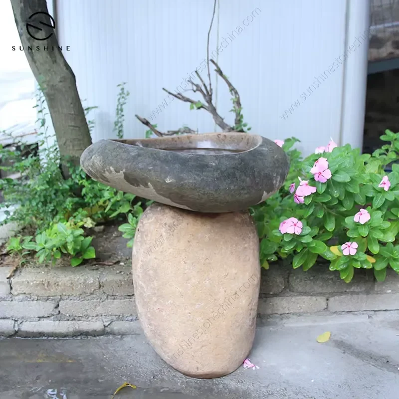 Natural Stone Bird Bath Feeder Outdoor Garden Decorative Statue for Yard Lawn Park Landscape Ornament Wholesale Supply 3