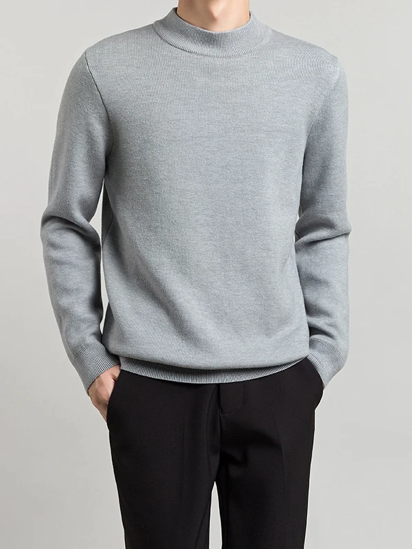 Maglieria da uomo rotonda con fodera Ne Fce, vestibilità ampia, sopraelevata, strato base caldo, maglione lungo casual coreano Sle