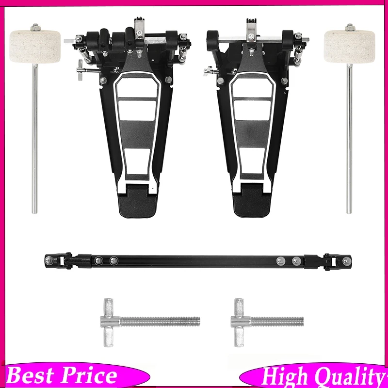 

Universal Double Bass Drum Pedal Single Chain Drive – Aluminum Alloy Dual Pedal Compatible with Acoustic Drums & Electronic Kits