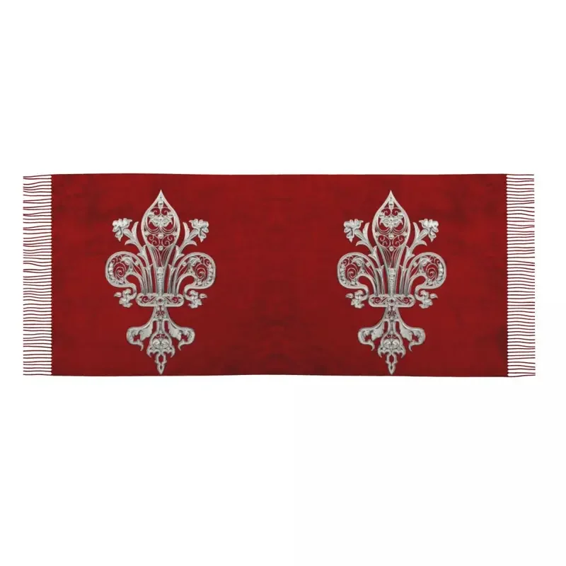 Écharpe pompon fleur de lys pour femme, écharpes, châles, argent, doux, filig123, hiver