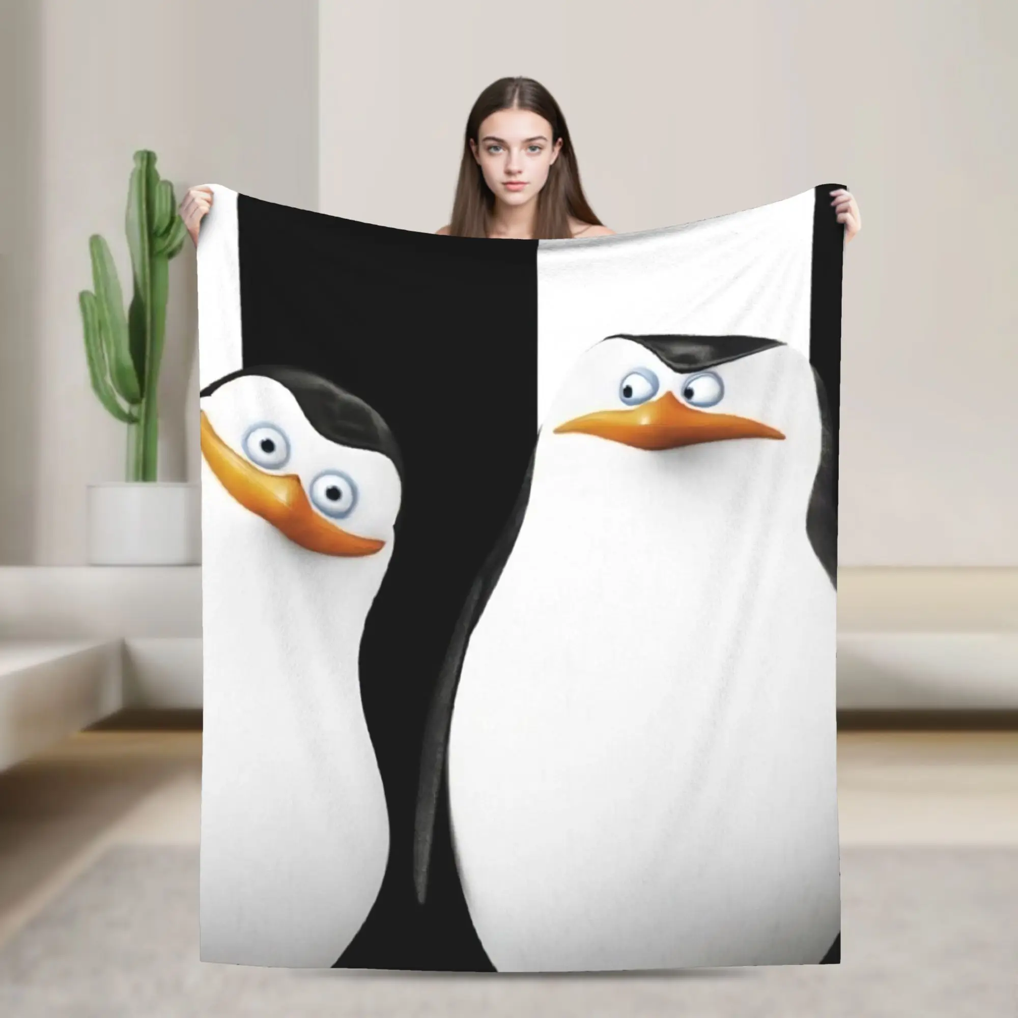 

Пингвины Мадагаскара, супер теплое одеяло для девочек и мальчиков, плюшевое постельное белье, пледы с узором, фланелевое покрывало для спальни, чехол для дивана-кровати