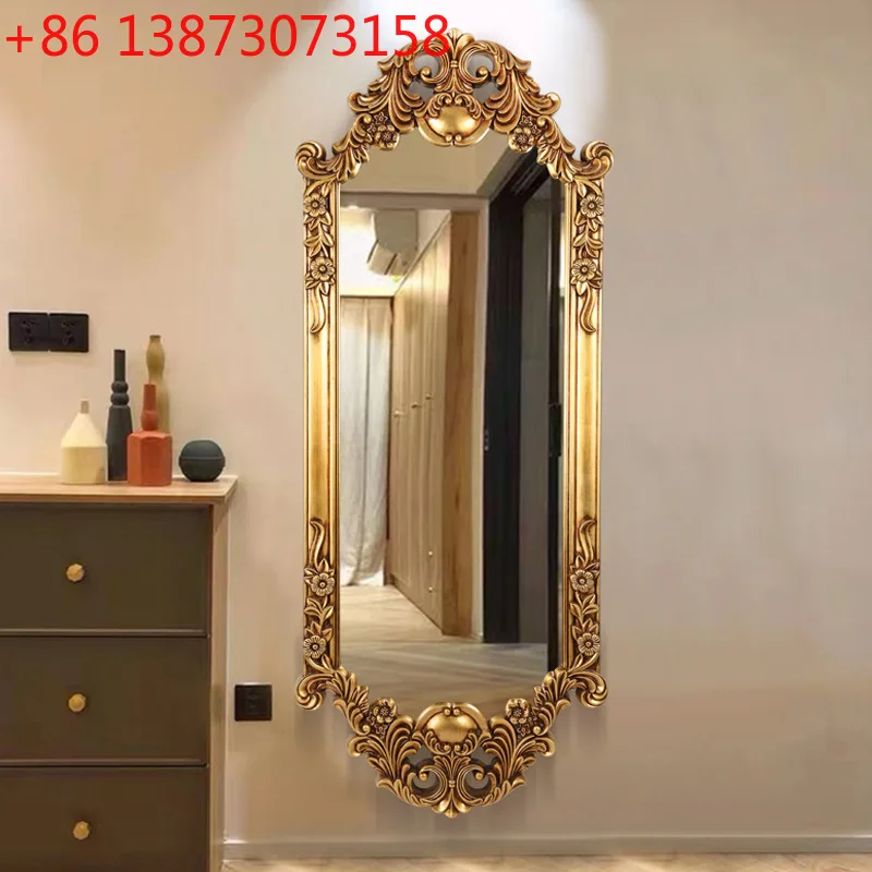 

French retro hollow carved full-body mirror, bedroom full-length mirror, living room high-end decorative mirror