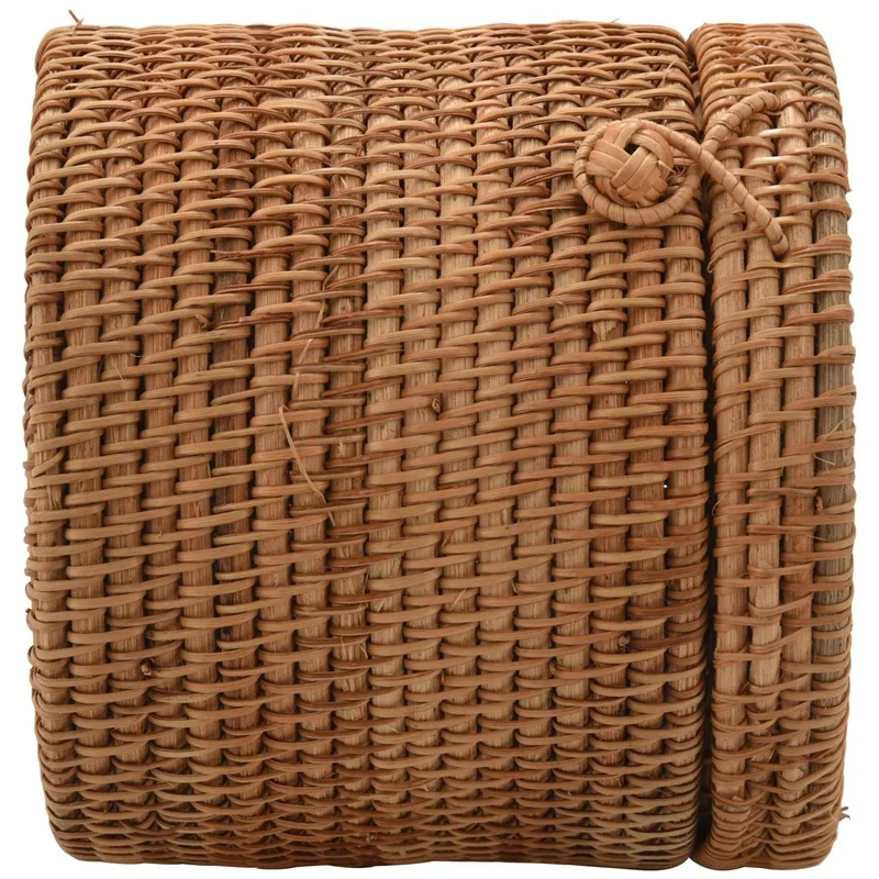 Round Rattan Tissue Box Vine Roll Holder Toilet Paper Cover Dispenser For Barthroom,Home,Hotel And Office