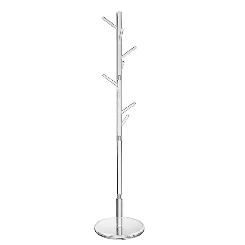 Clear Acrylic Coat Rack Stand with 8 Hooks Freestanding Lucite Clothes Hanger Tree for Bedroom Entryway Organizer Display
