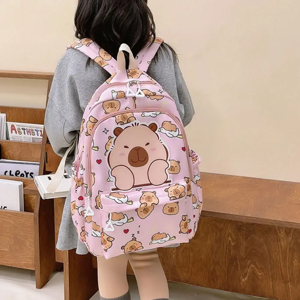 Mochila escolar de nylon de alta qualidade, mochila capivara de grande capacidade, à prova d'água, para viagem, meninos/meninas