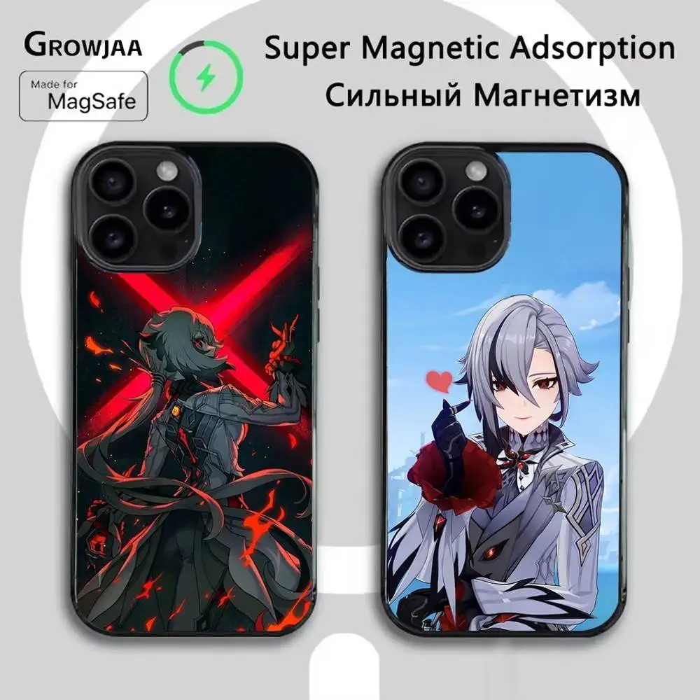 

G-Genshin Impact Arlecchino Phone Case For iPhone 16e,16,15,14,13,12,11,Plus,Pro,Max,Mini Magsafe Magnetic Wireless Charging